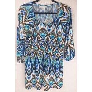 Boston‎ Proper Dress Multicolor Wood Tassel Tie Smocked Waist Size Medium